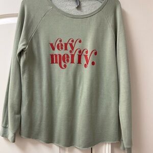 Very Merry Olive Green Sweatshirt.